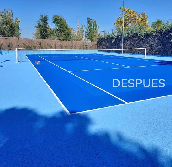Foto Después Rehabilitar Cancha Tenis Pavimento Tennisquick